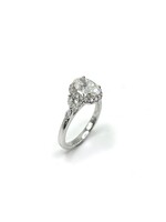 Bague solitaire ovale avec halo diamants Or blanc 18K