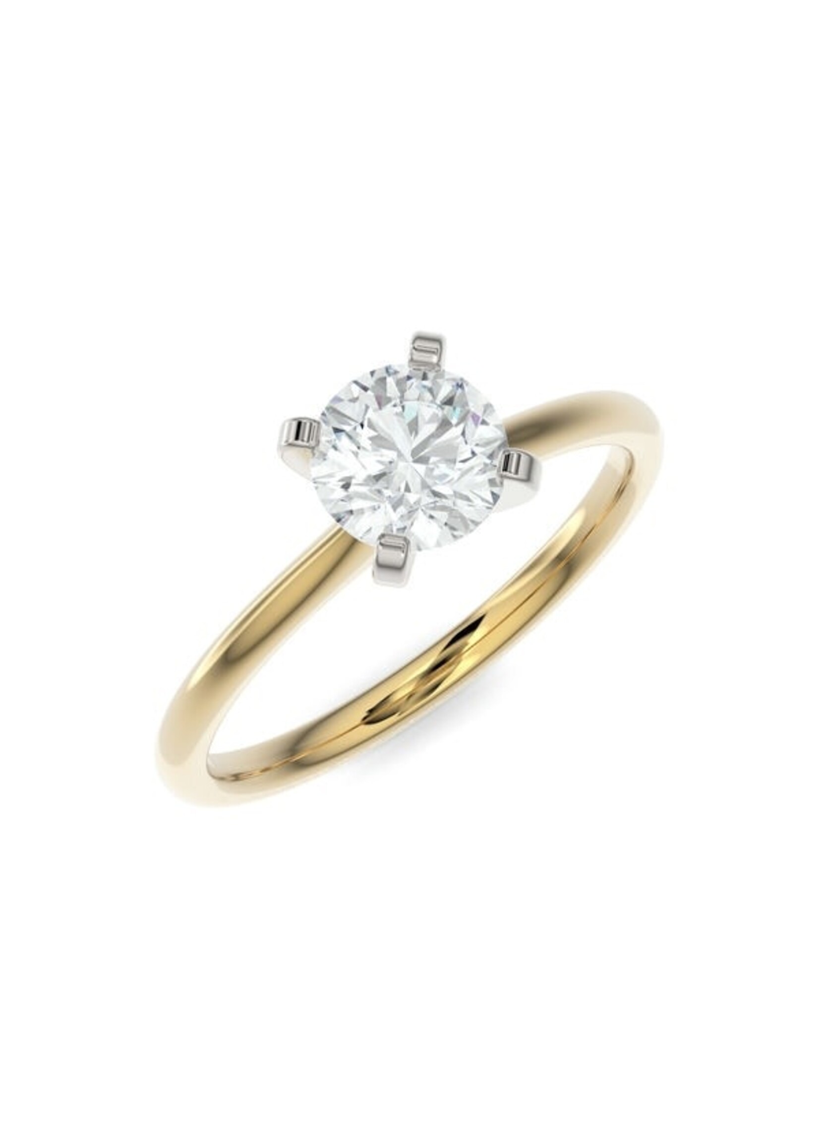 Bague solitaire diamant Or 14K 2 tons