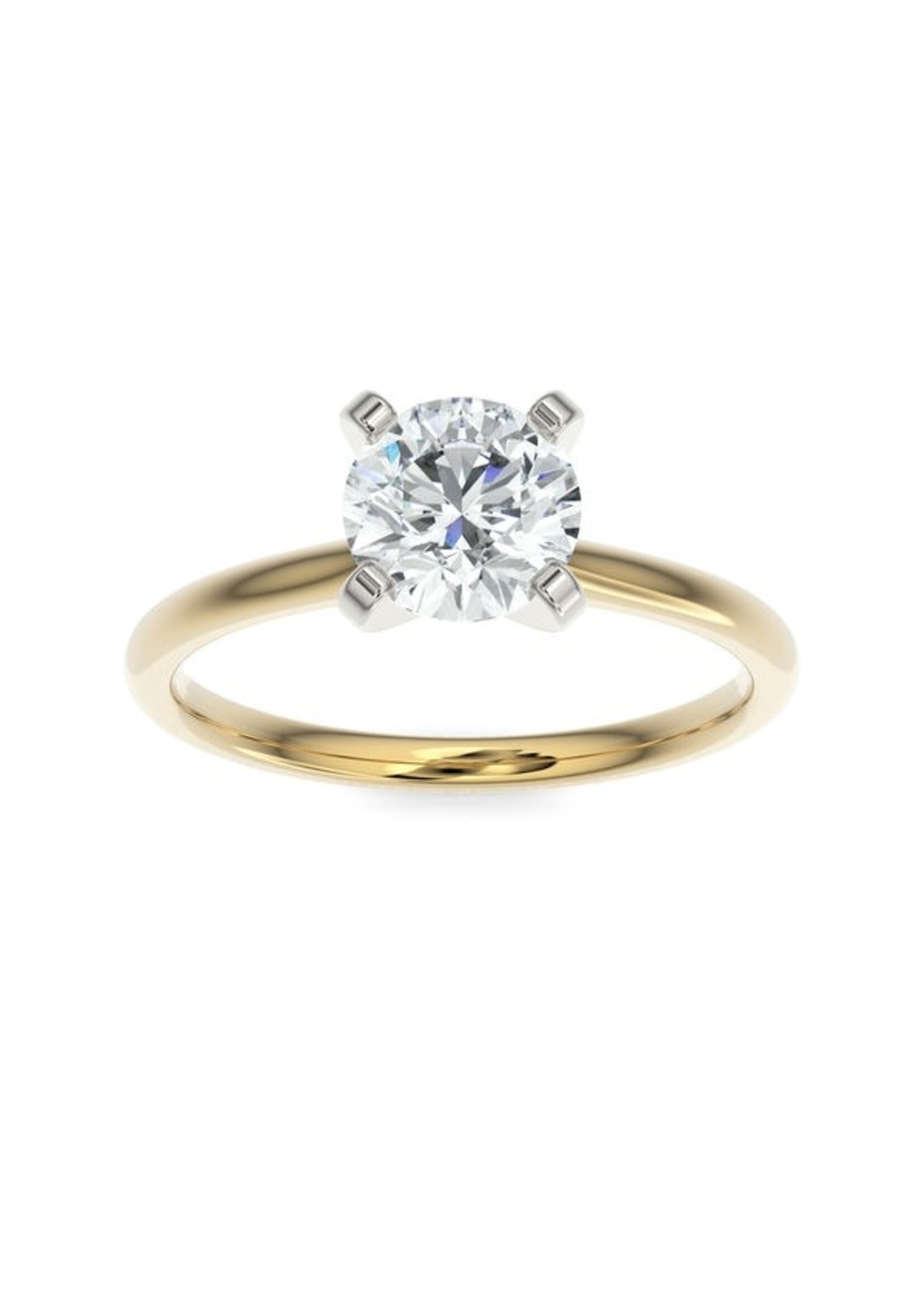 Bague solitaire diamant Or 14K 2 tons