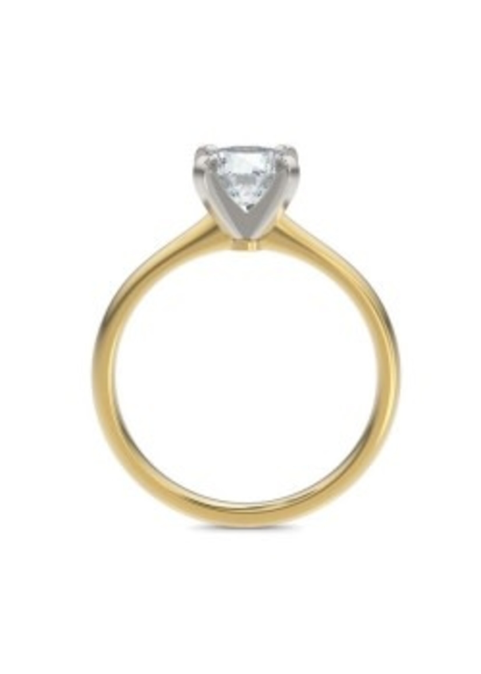 Bague solitaire diamant Or 14K 2 tons