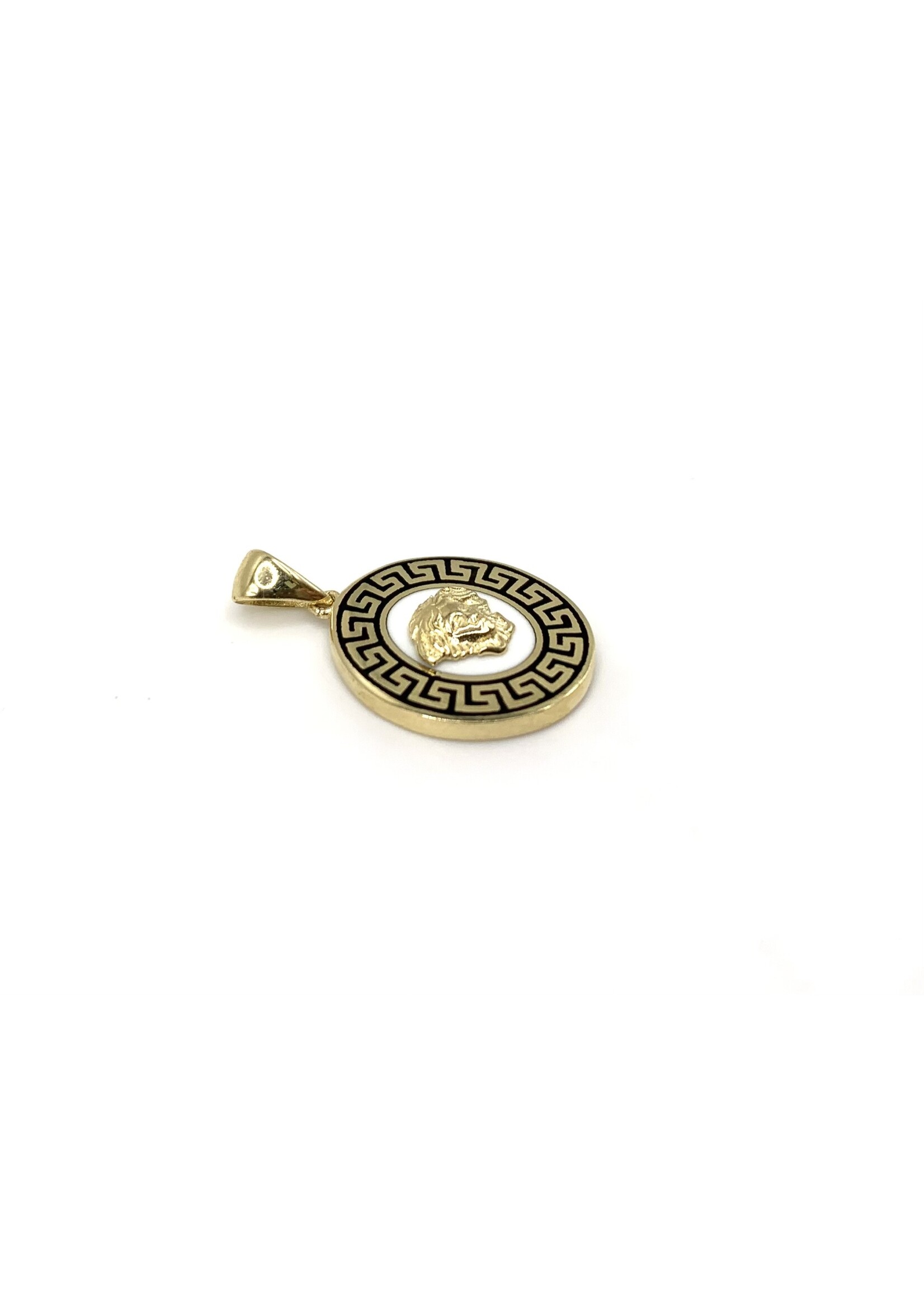 Pendentif rond Versace noir et blanc Or 10K