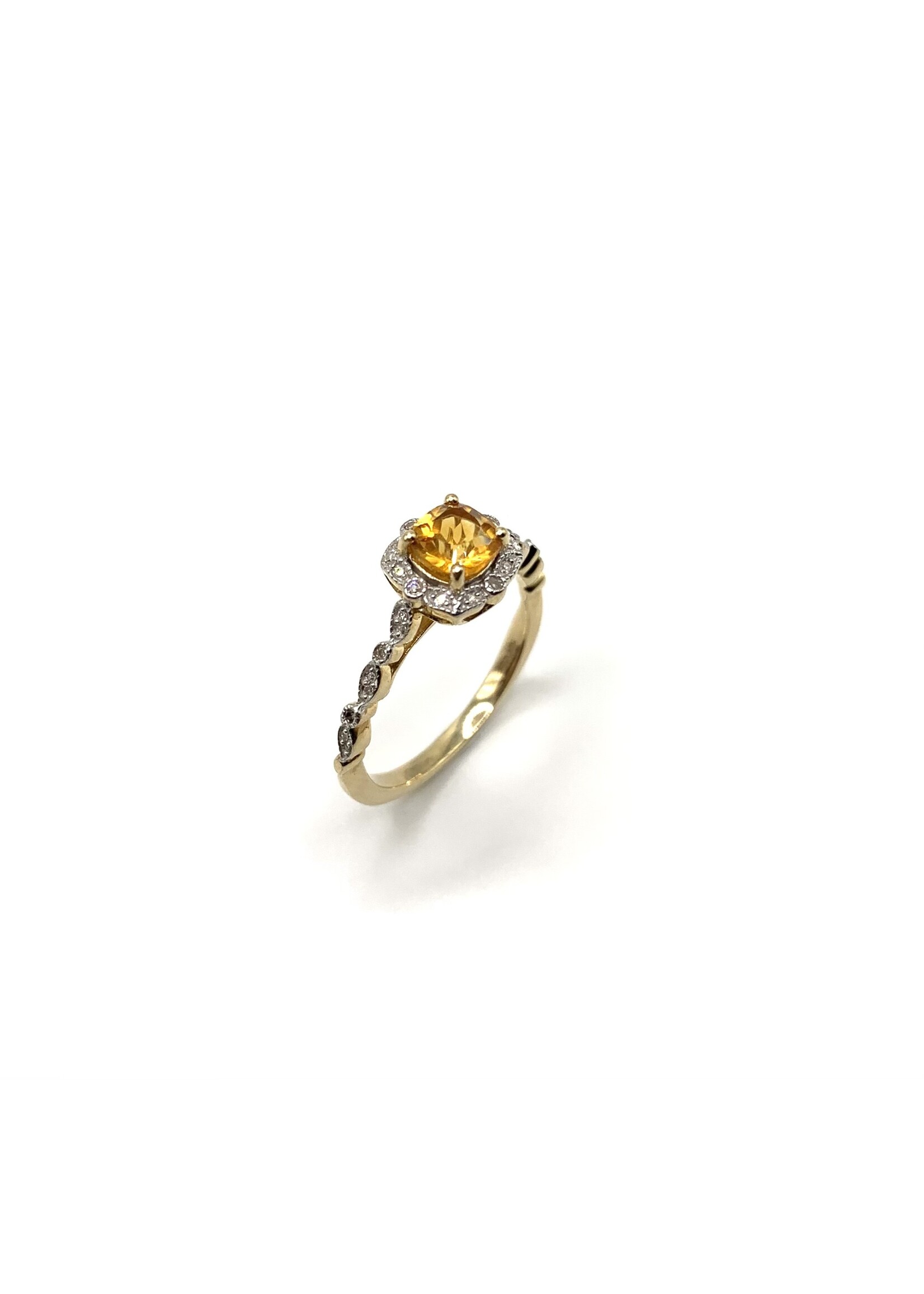 Bague avec Citrine et diamants naturels Or 10K