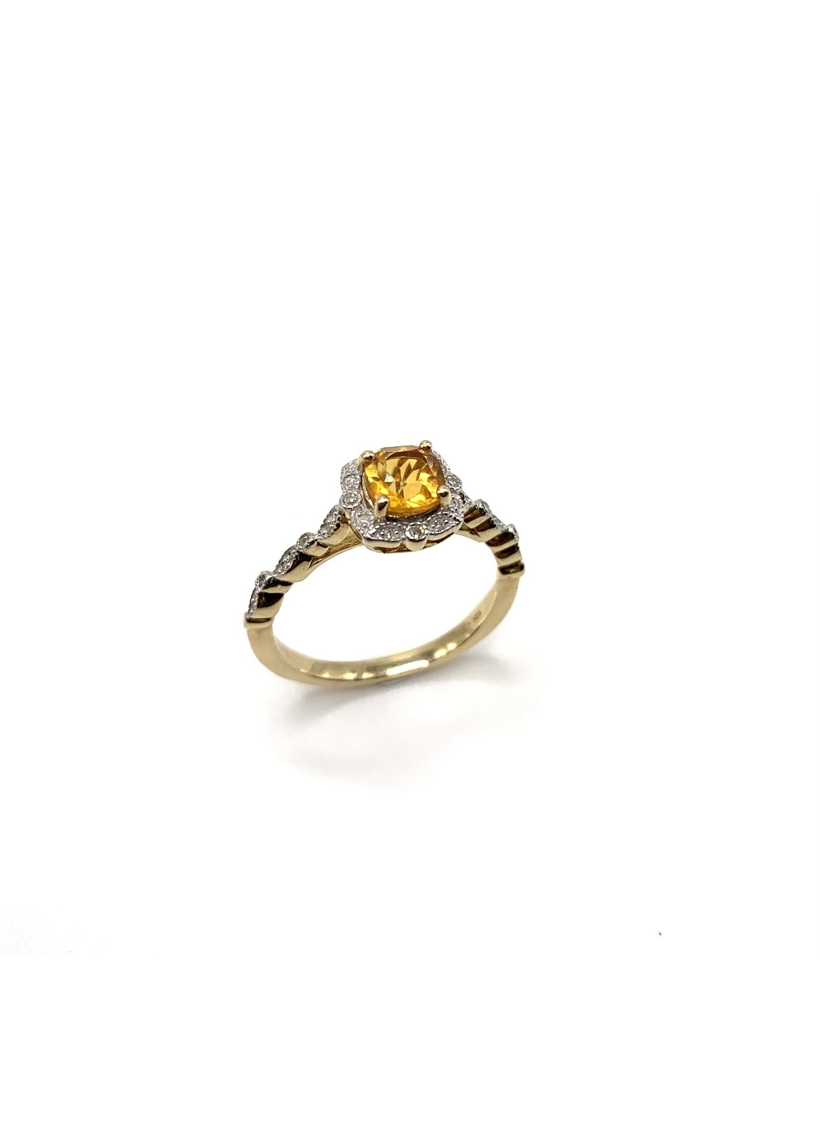 Bague avec Citrine et diamants naturels Or 10K