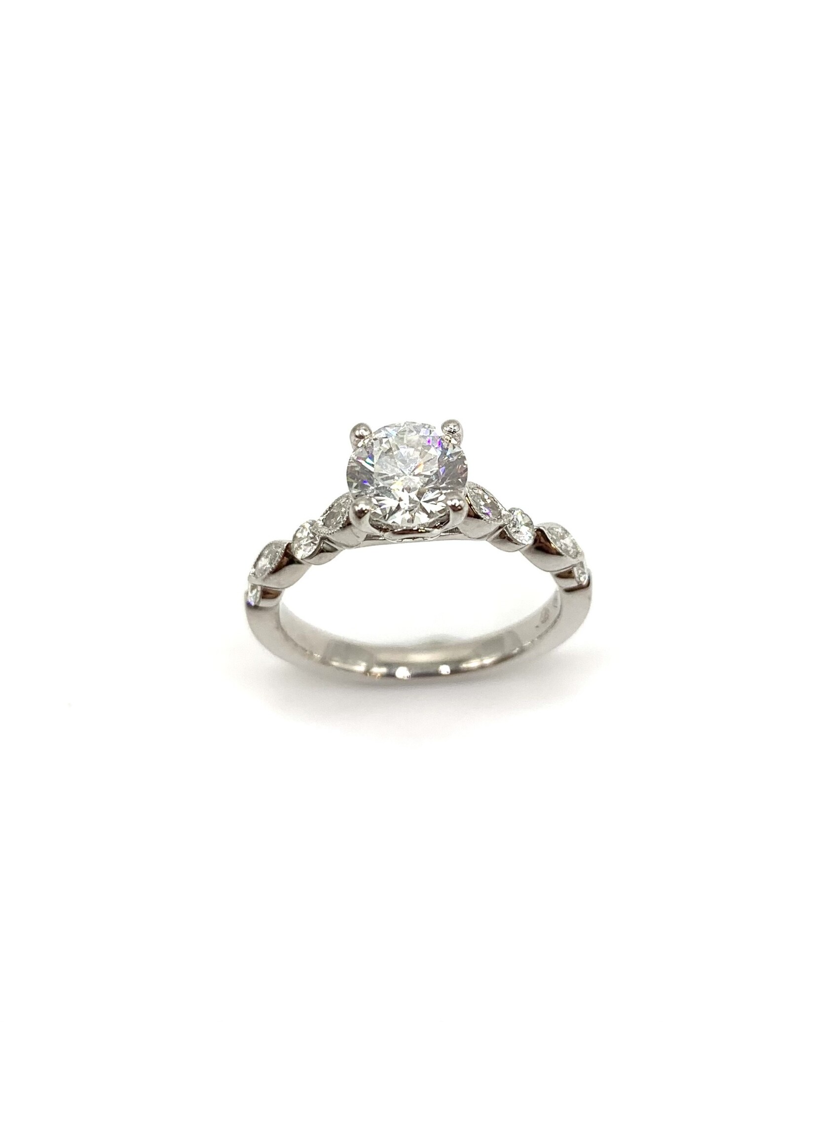 Bague solitaire avec diamants en Or blanc 18K