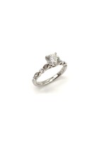 Bague solitaire avec diamants en Or blanc 18K