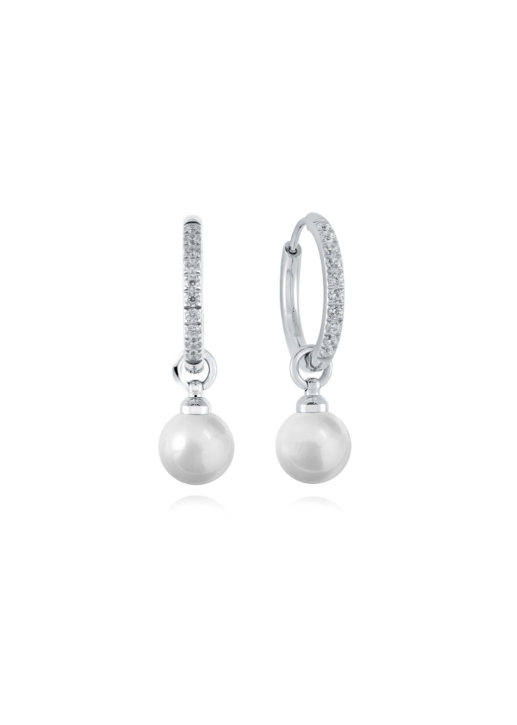 PARÉ Boucles d'oreilles Huggies steel avec breloque perle