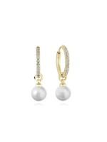 PARÉ Boucles d'oreilles Huggies steel avec breloque perle
