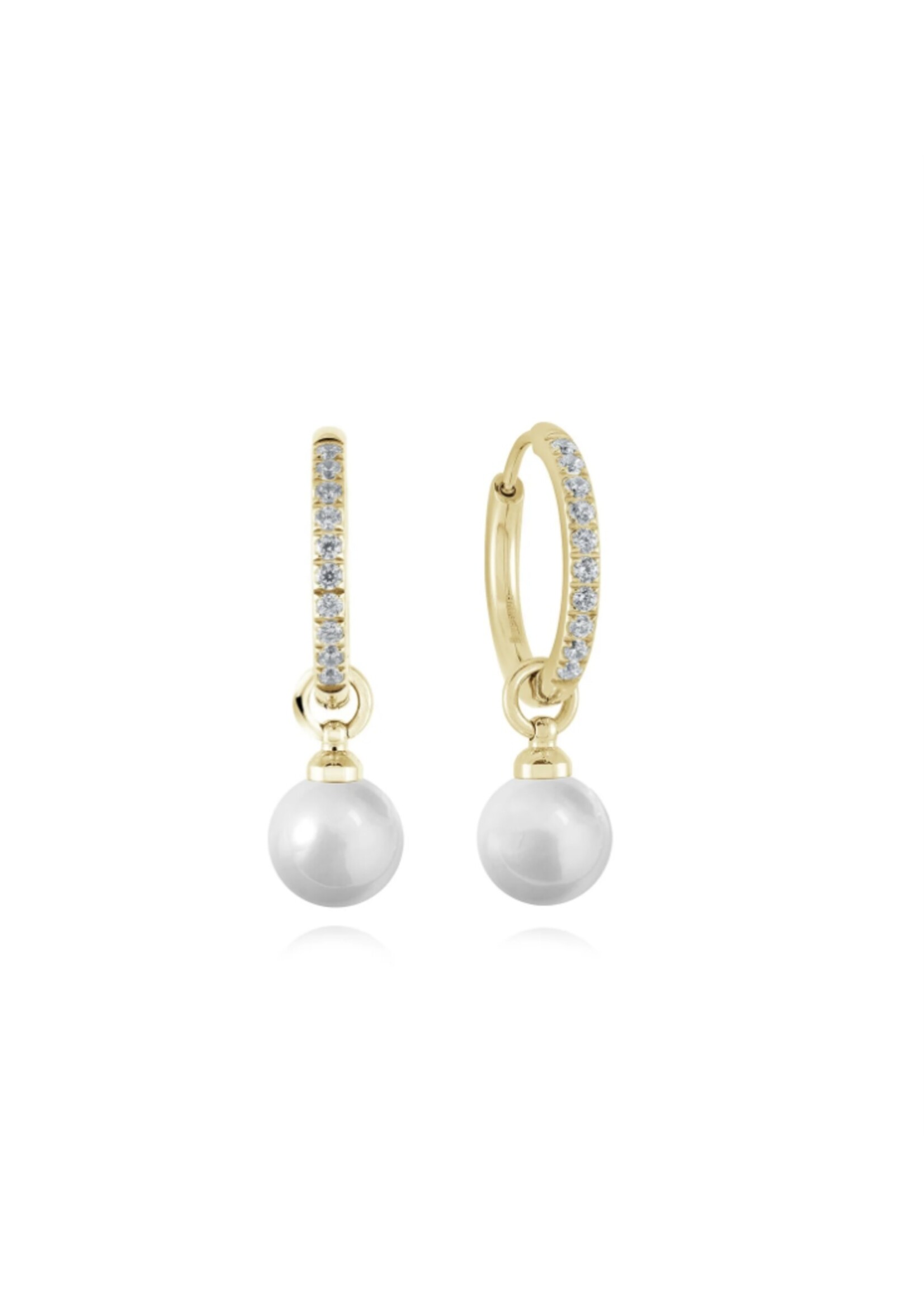 PARÉ Boucles d'oreilles Huggies steel avec breloque perle