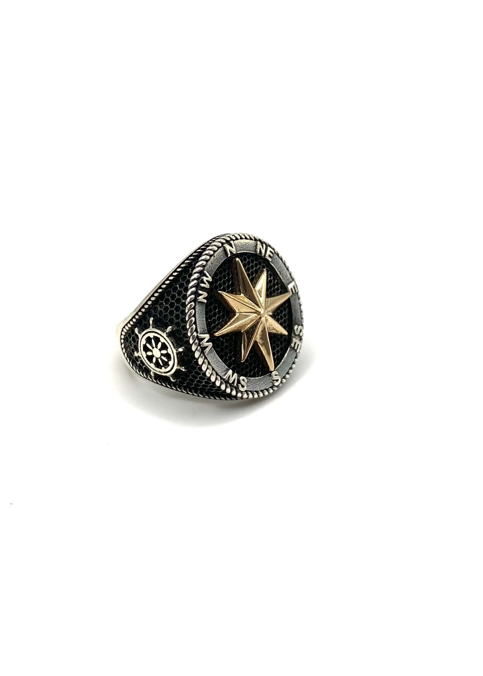 PARÉ Bague Chevalière  boussole argent 925