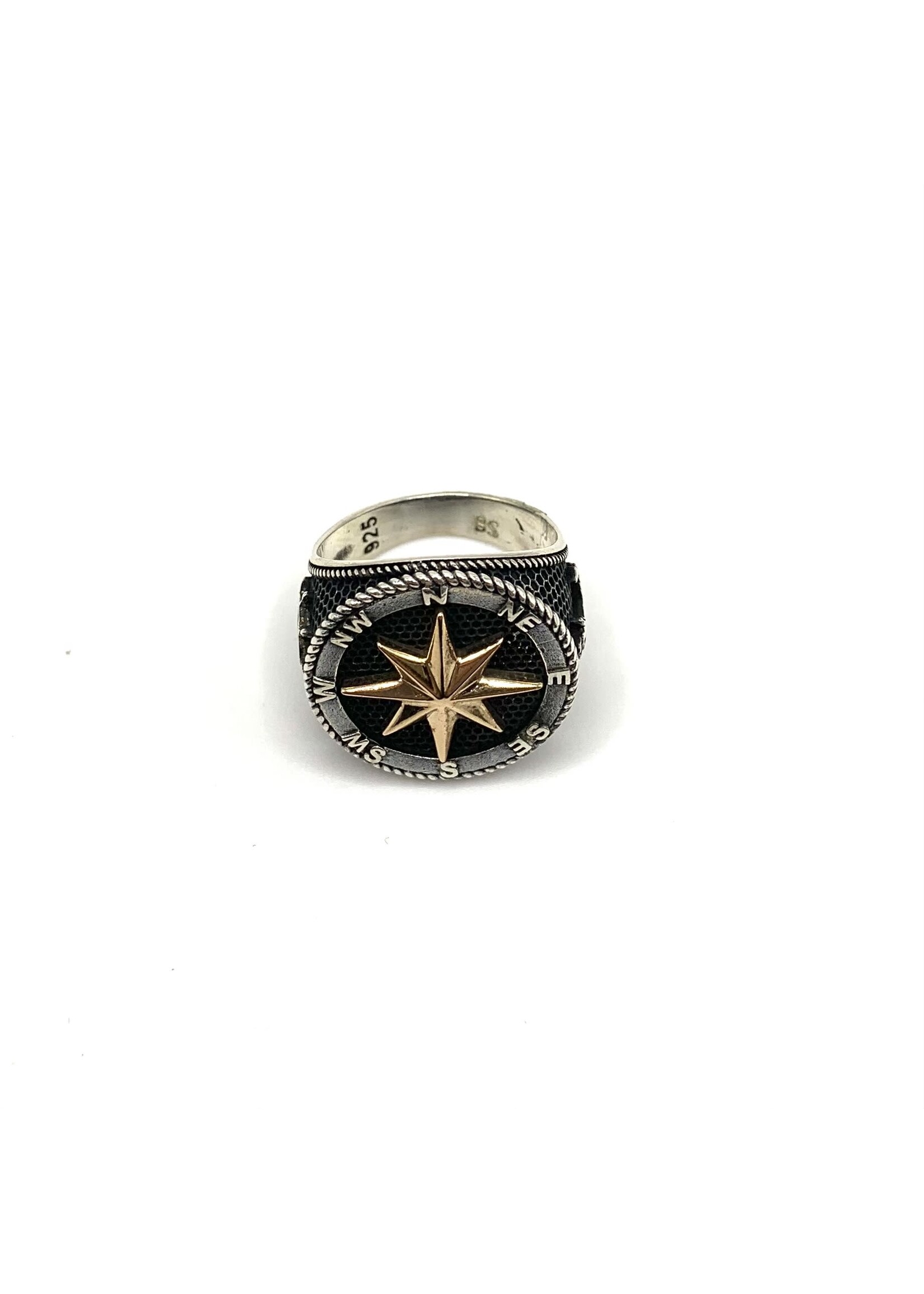 PARÉ Bague Chevalière  boussole argent 925