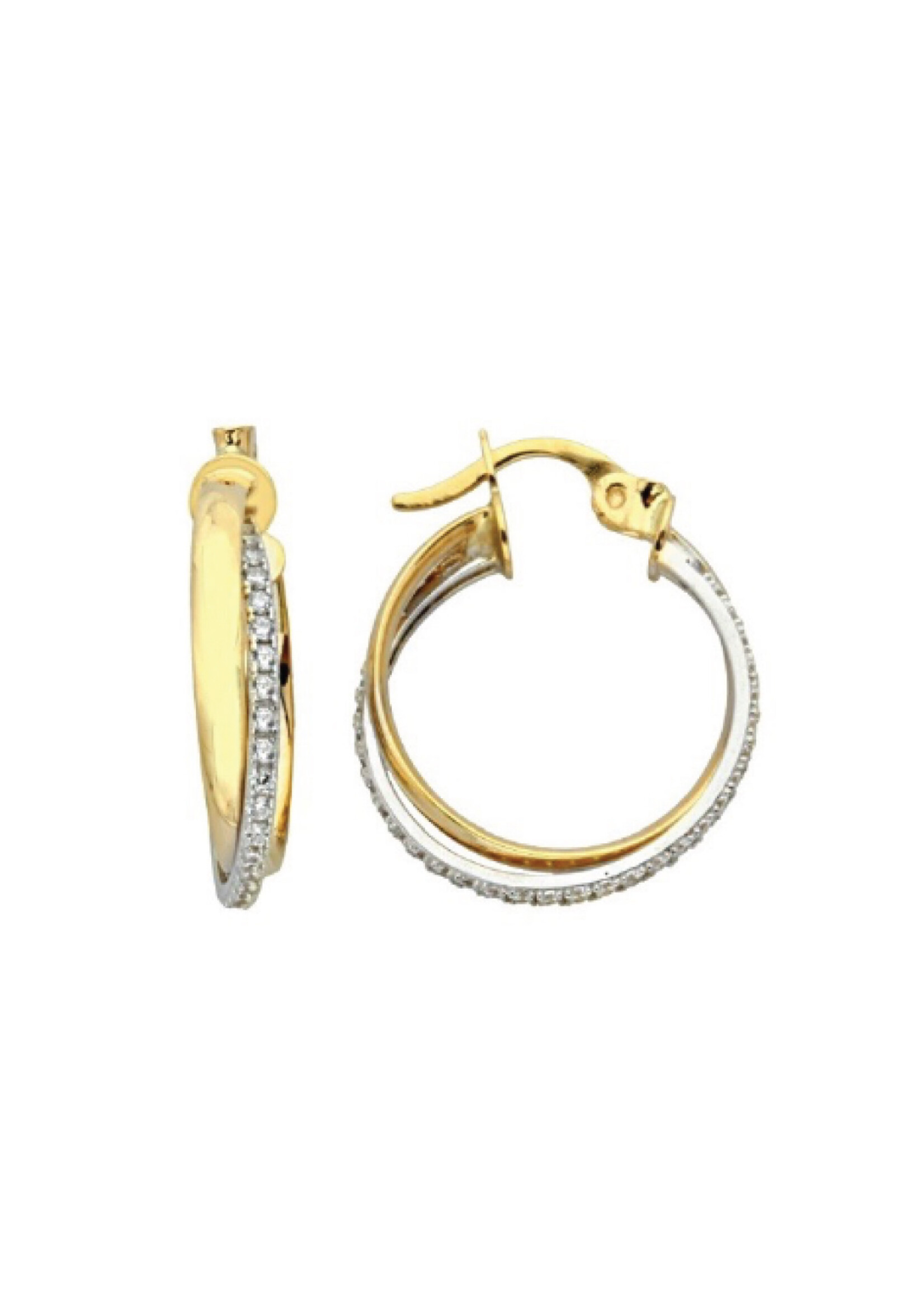 PARÉ Boucles d'oreilles anneaux double Or 10K 2tons