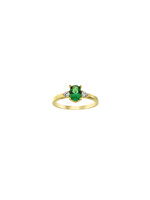 PARÉ Bague trinité pierre couleur émeraude Or 10K