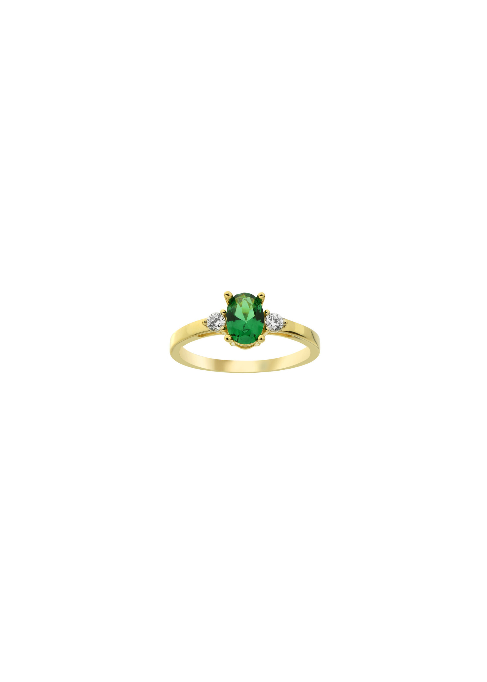 PARÉ Bague trinité pierre couleur émeraude Or 10K