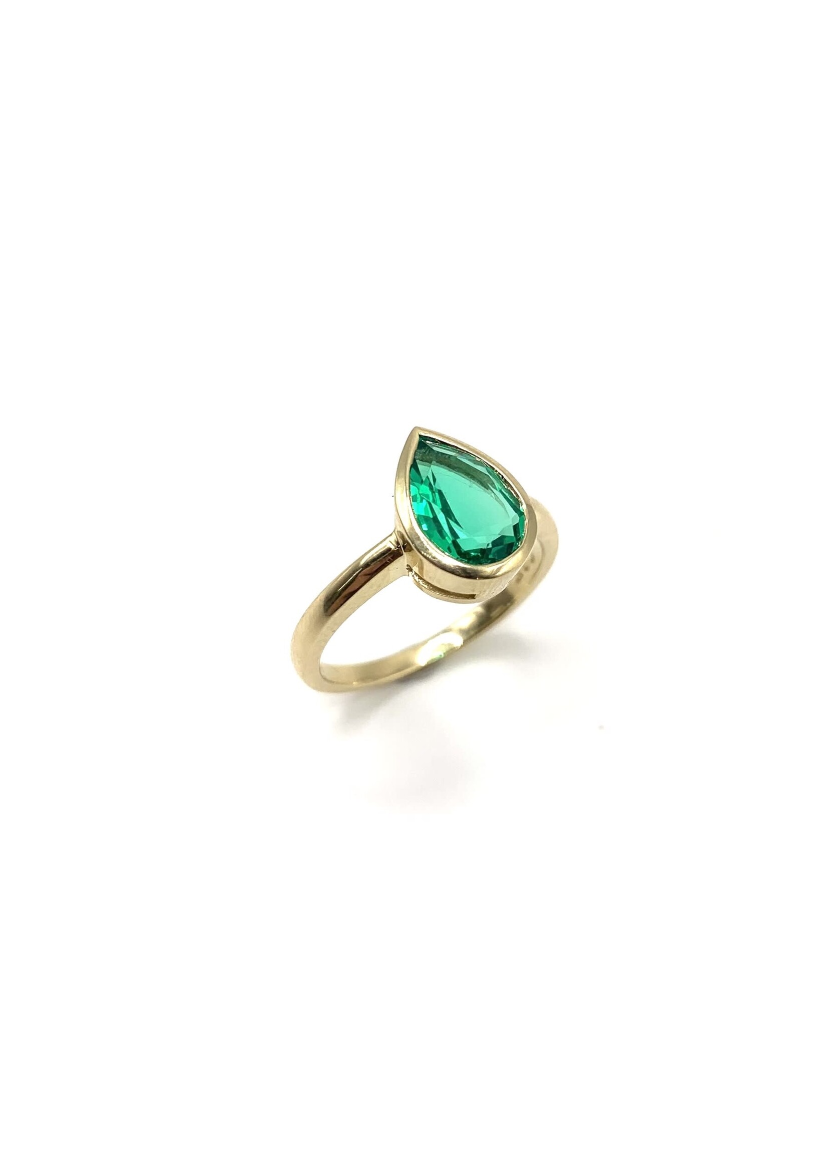 PARÉ Bague solitaire avec Émeraude Or 10K