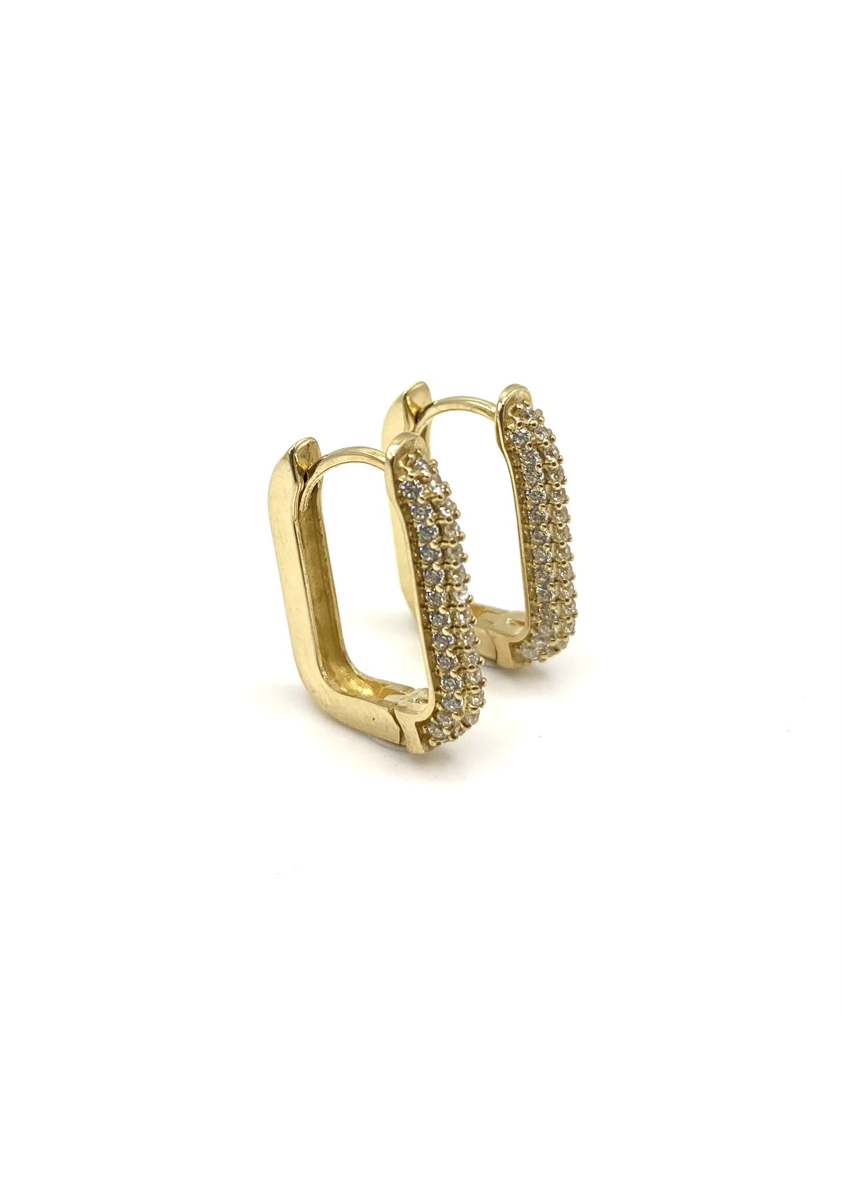 PARÉ Boucles d'oreilles Huggies rectangle Or 10K