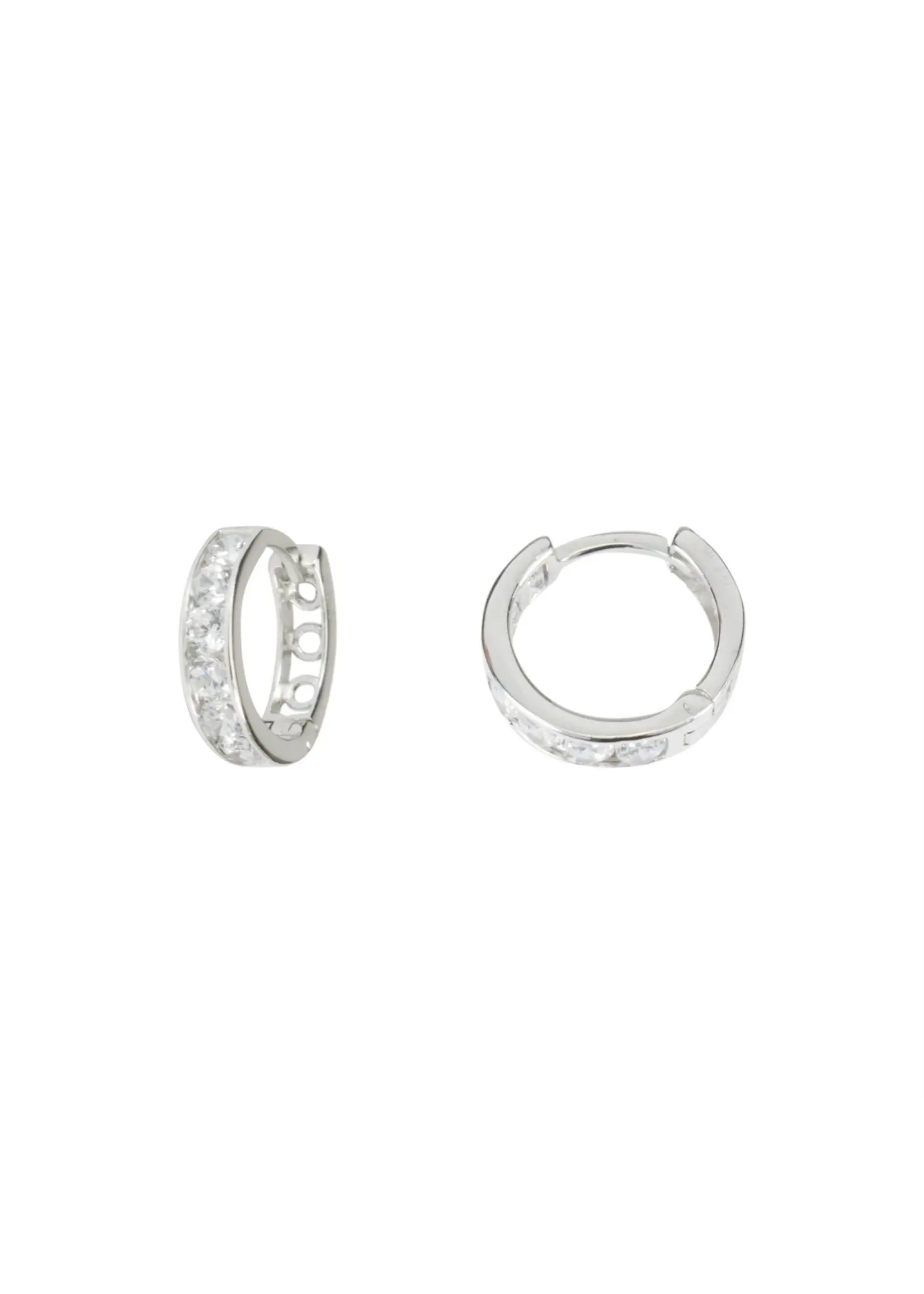 PARÉ Boucles d'oreilles Huggies pour femme ou enfant en Or Blanc 10K
