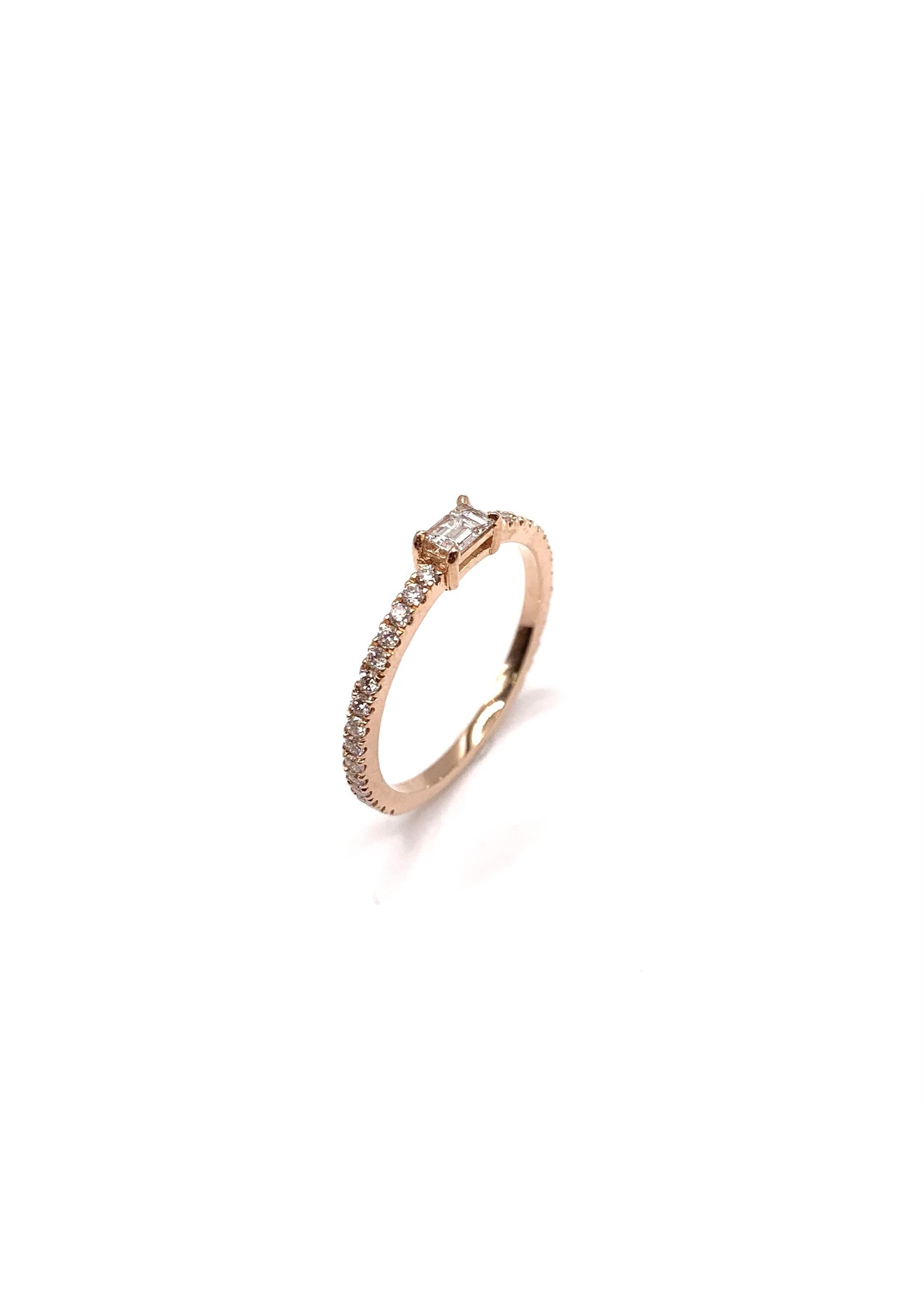 PARÉ Bague solitaire Or rose 14K avec diamants naturels