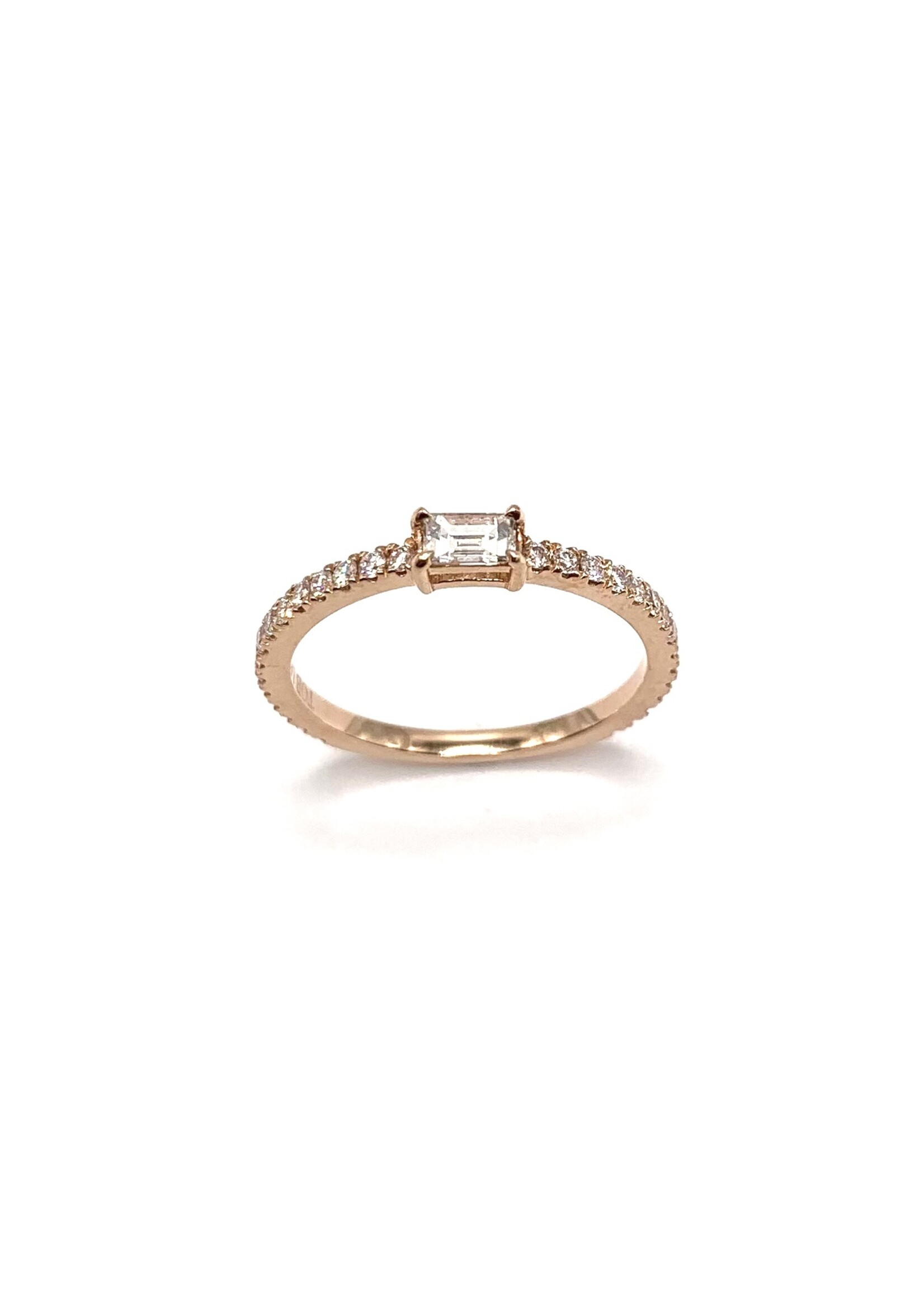 PARÉ Bague solitaire Or rose 14K avec diamants naturels