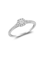 PARÉ Bague halo diamants naturels coussin pavé Or blanc 10K