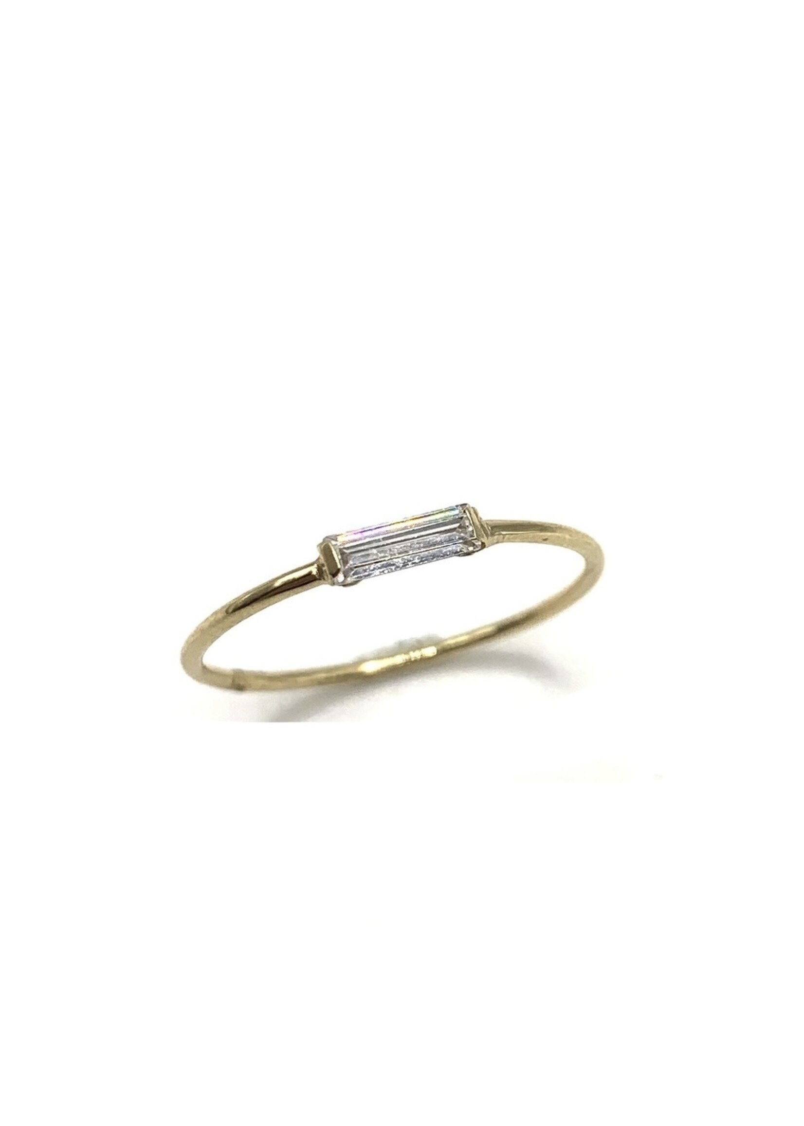 PARÉ Bague délicate solitaire baguette Or 10K