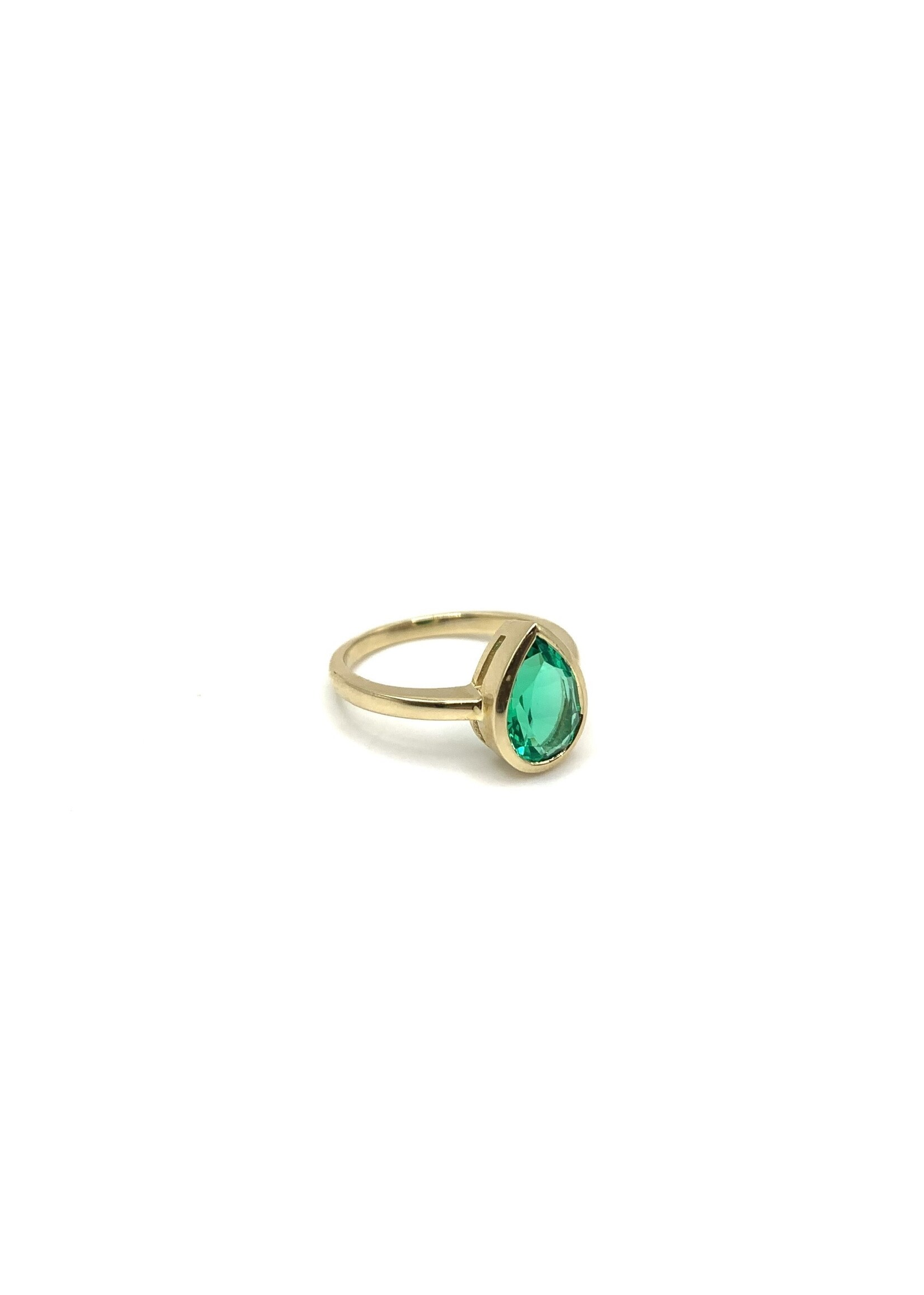 PARÉ Bague solitaire avec Émeraude Or 10K