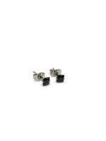PARÉ Boucles d'oreilles stud steel solitaire princesse noire