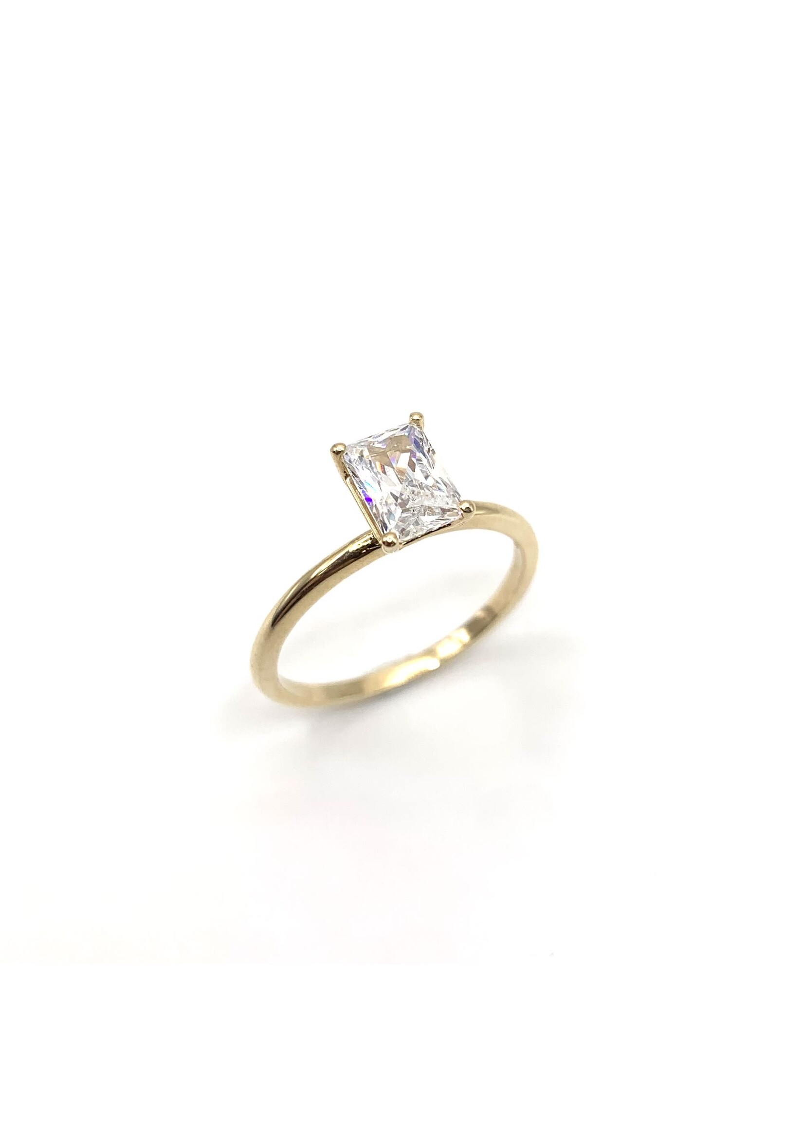 PARÉ Bague solitaire rectangle «radiant» en Or 10K