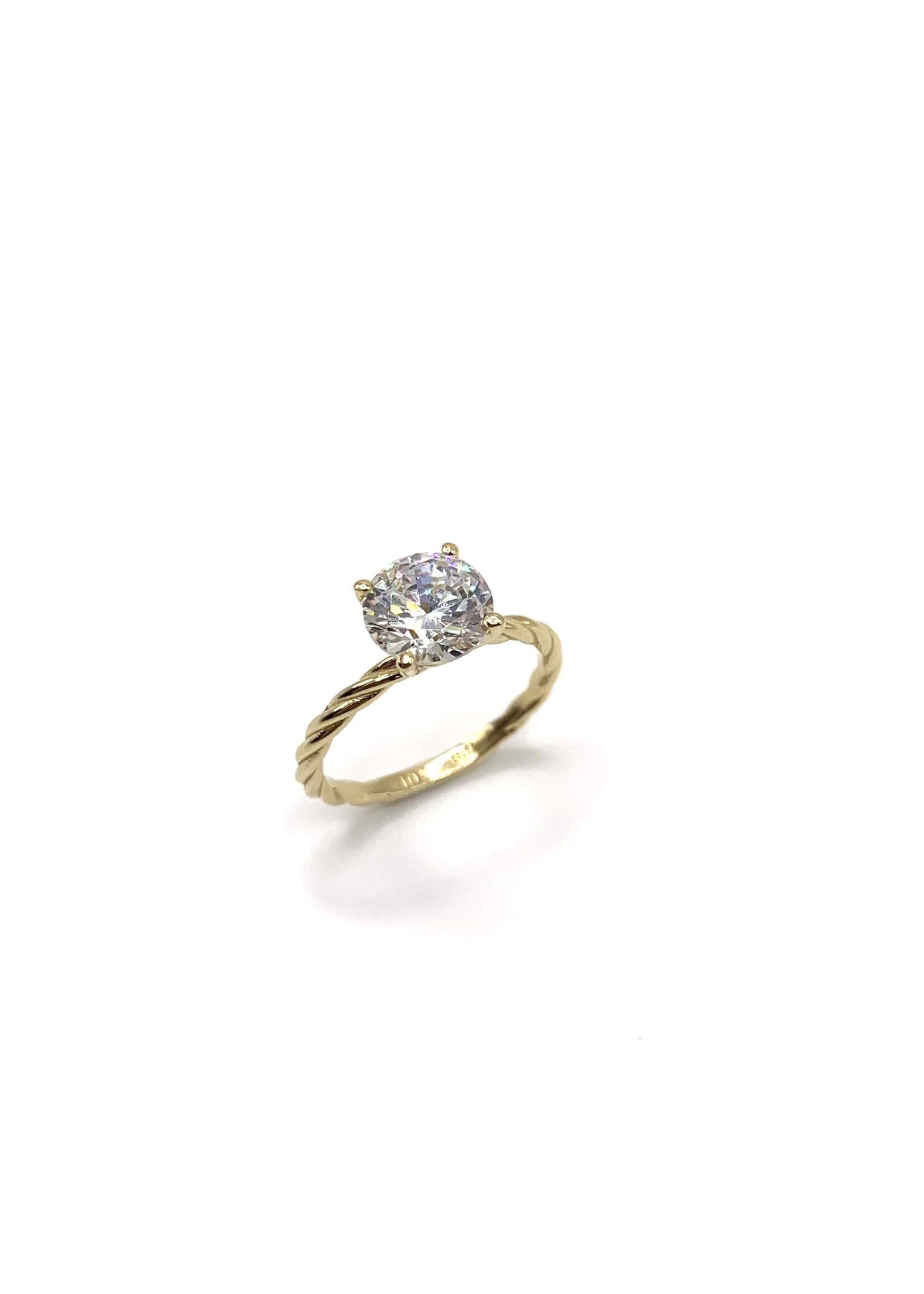 PARÉ Bague torsade solitaire  Or 10K