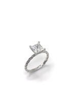 PARÉ Bague torsade solitaire princesse en Or blanc 10K