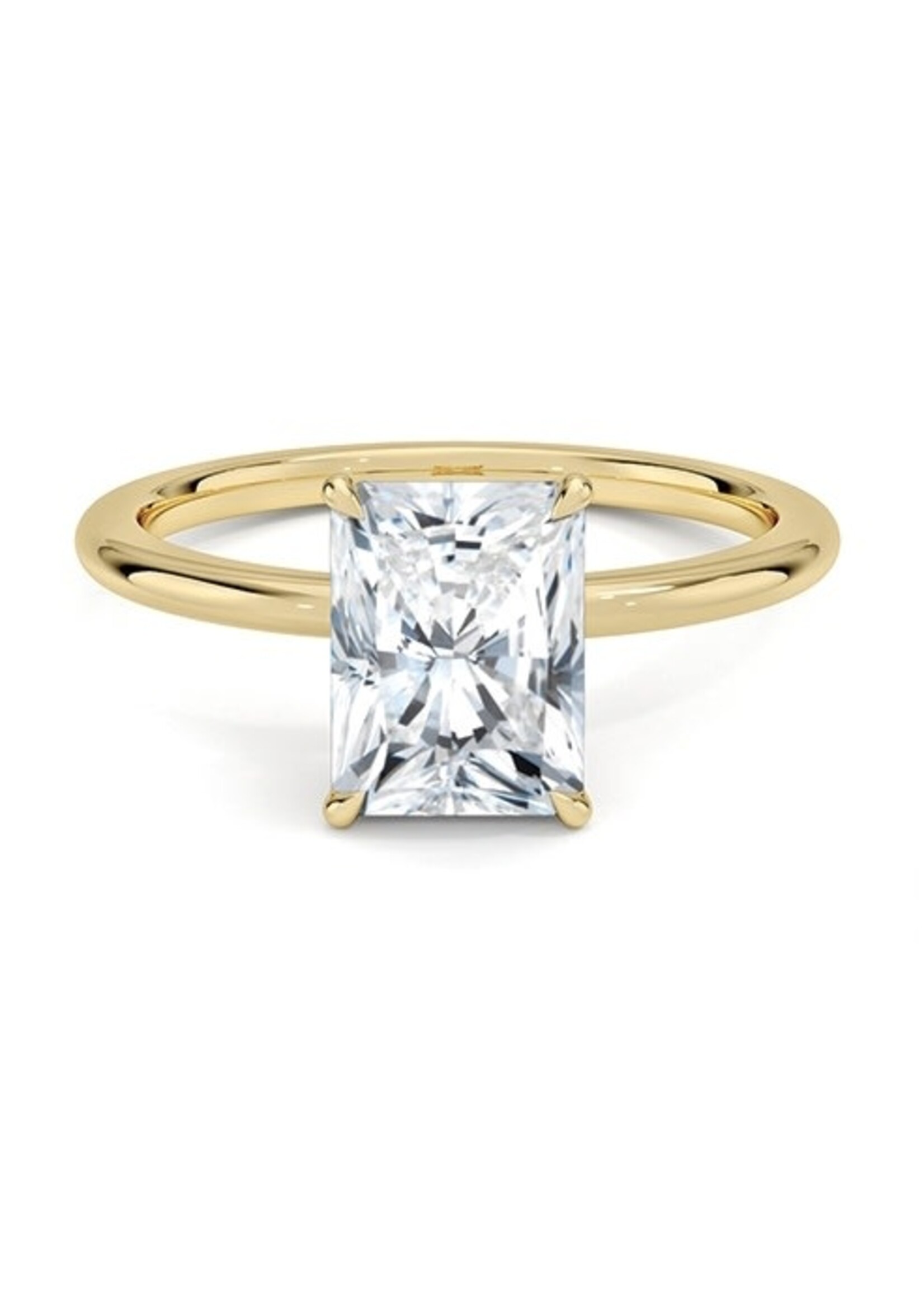 Bague solitaire en Or 14K avec diamant  «radiant cut»