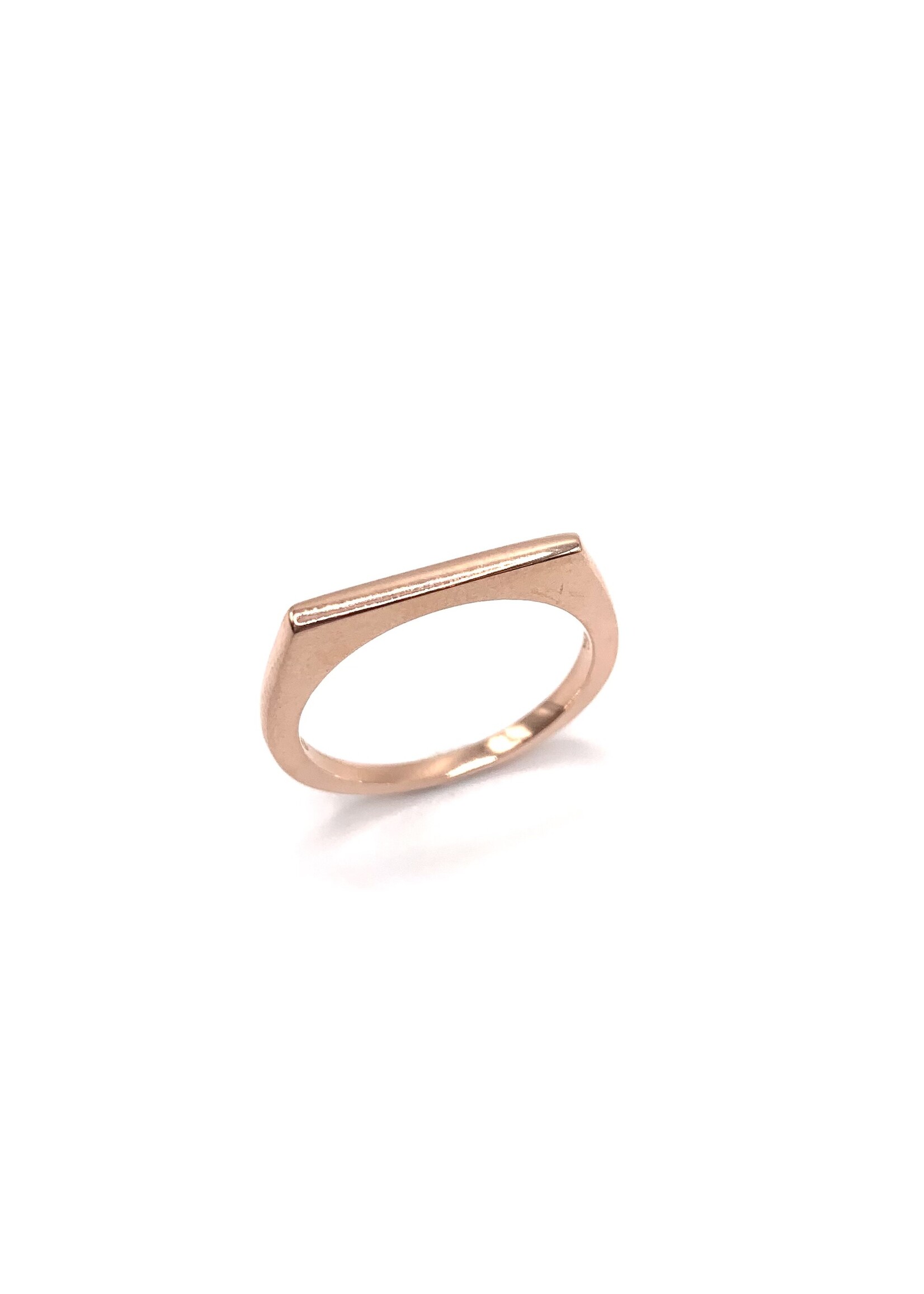 PARÉ Bague signet slim « flat-top » en Or 10k