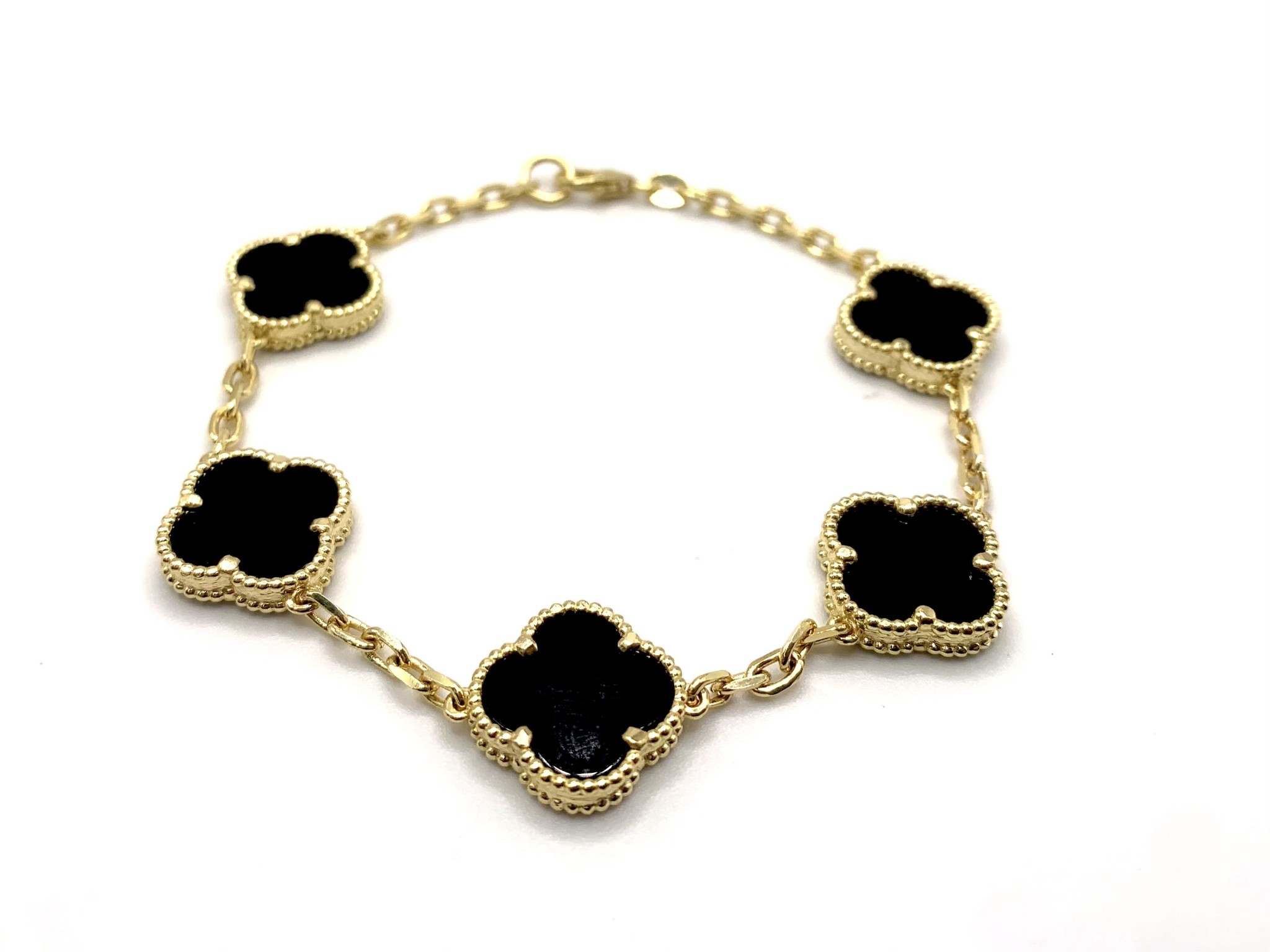 Bracelet En Argent 925 Maille Forçat Avec Palets Onyx Noir Et Zirconium - Neuf Avec étiquettes