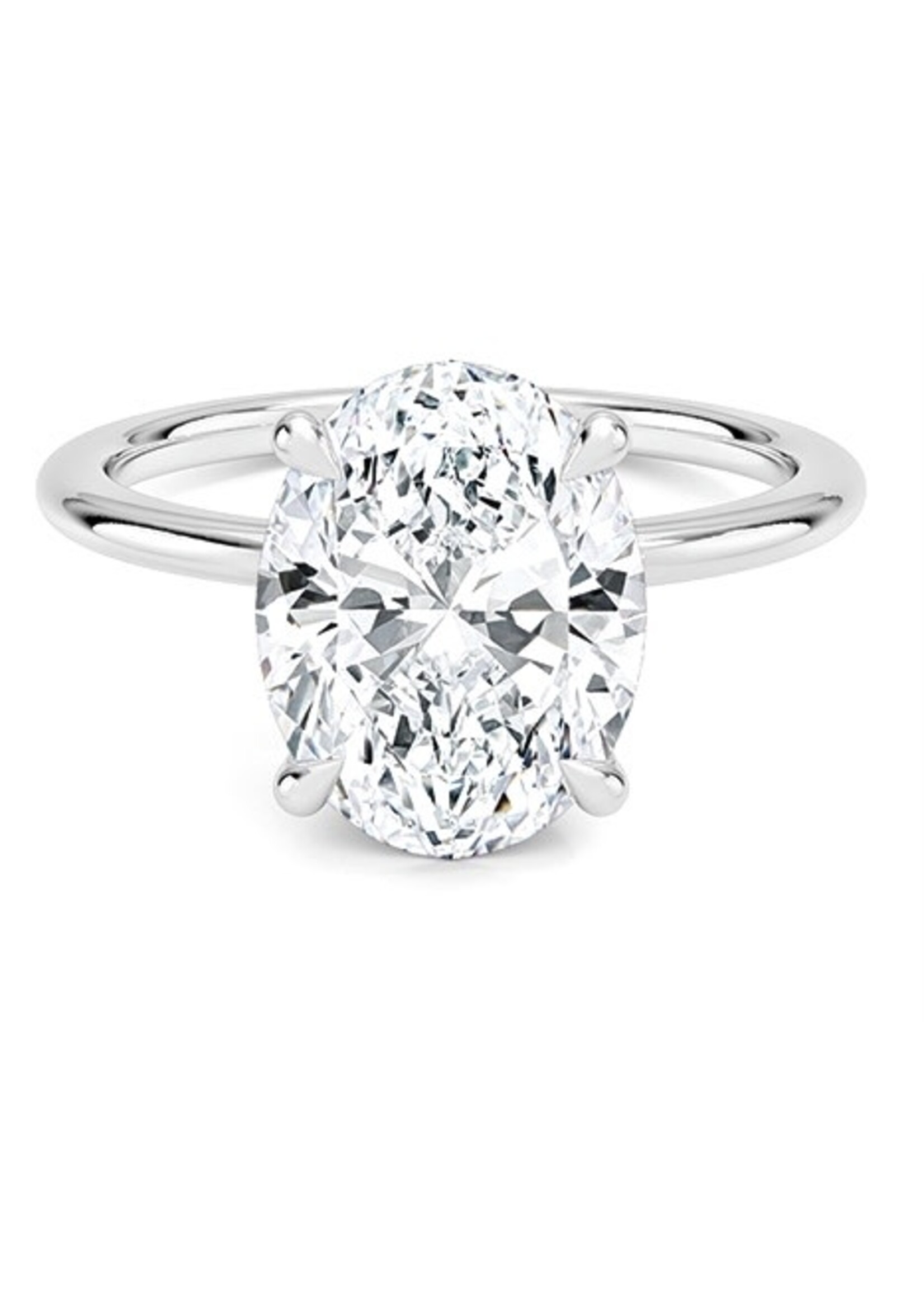 Bague solitaire en Or 14K avec diamant ovale