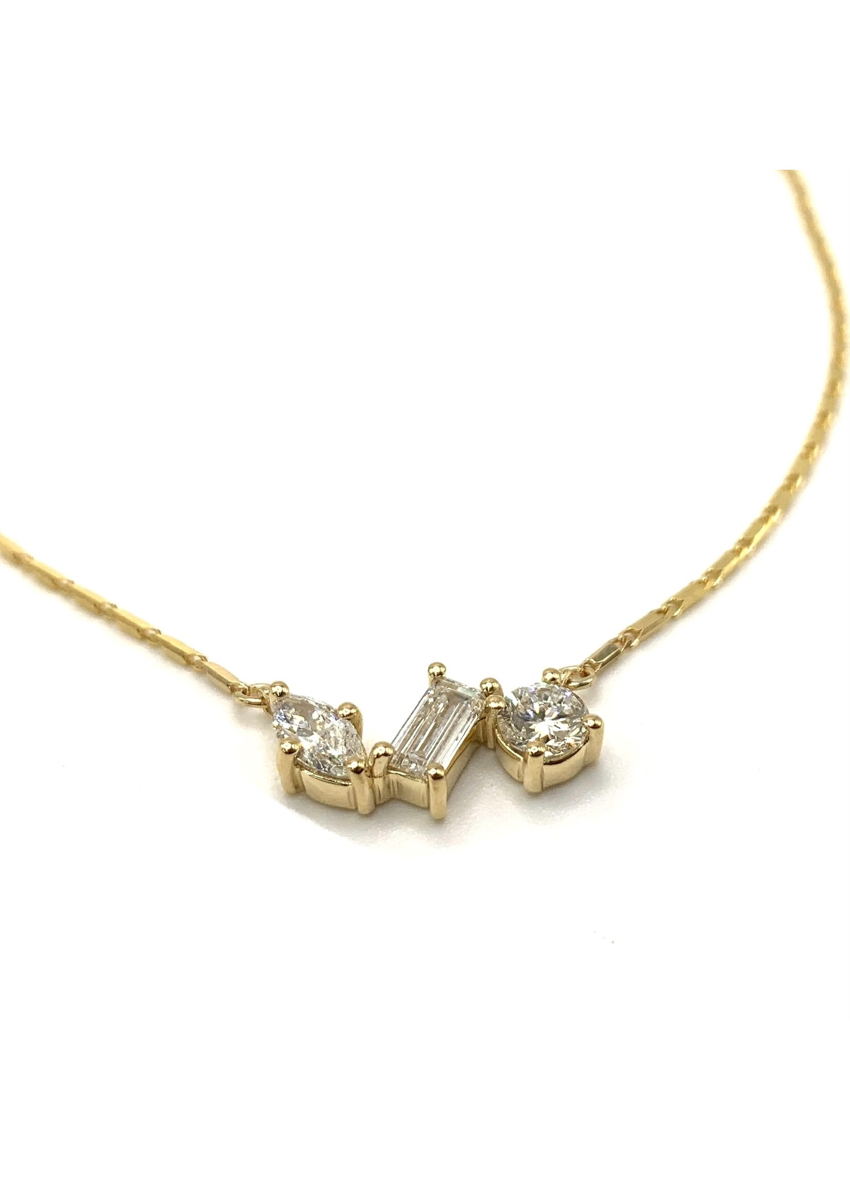 Pendentif toi & moi + 1 avec 1 carat de diamants en Or 10K avec chaîne incluse