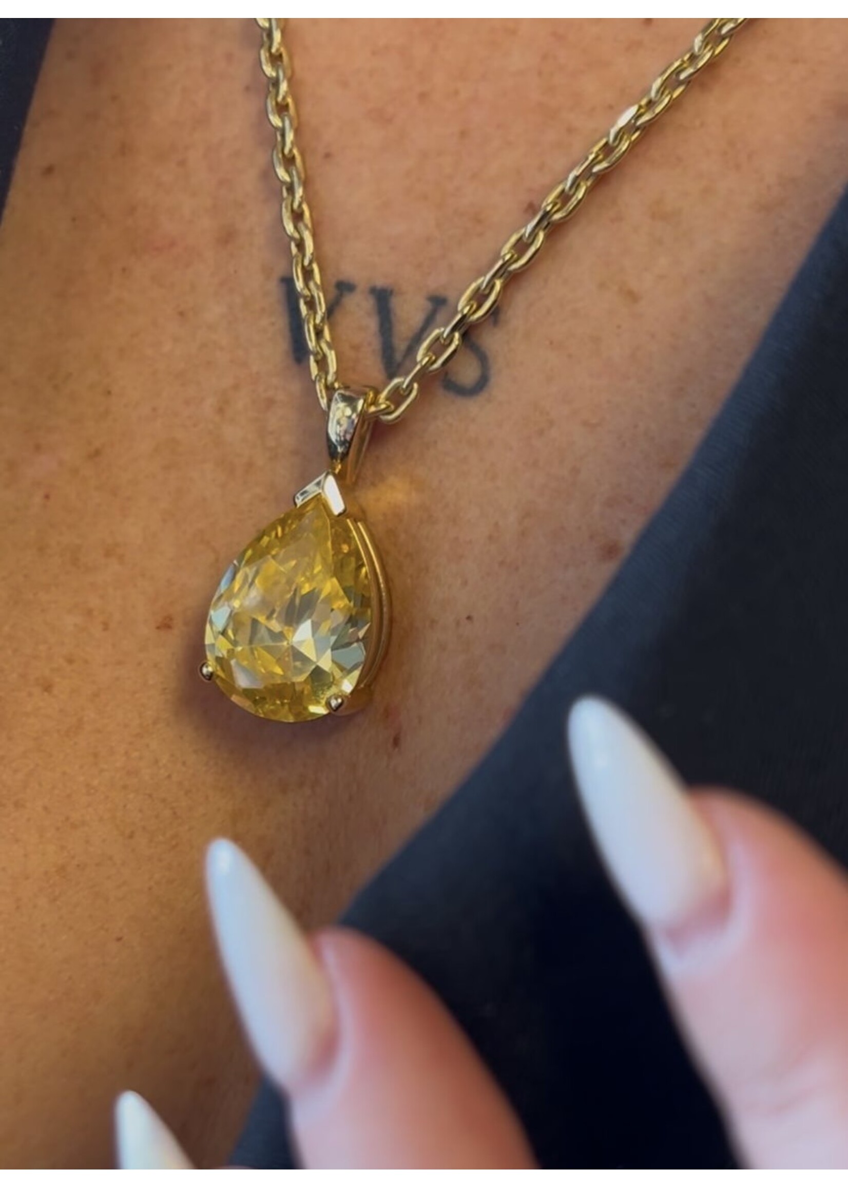 LokÜs Pendentif coupe poire jaune canari en Or 10K