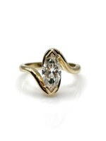 PARÉ Bague «curve» avec diamant marquise en Or 14K