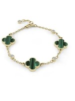 Bracelet style Van Cleef avec malachite en stainless steel doré