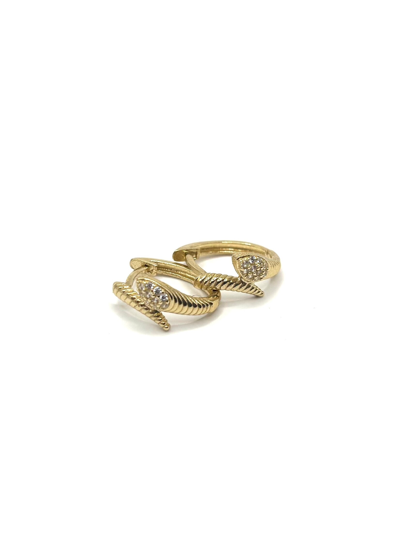 PARÉ Boucles d'oreilles Huggies Serpent en Or 10K