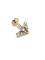 PARÉ Bijou d’oreille Hélix/Tragus marquises triple Or 10K