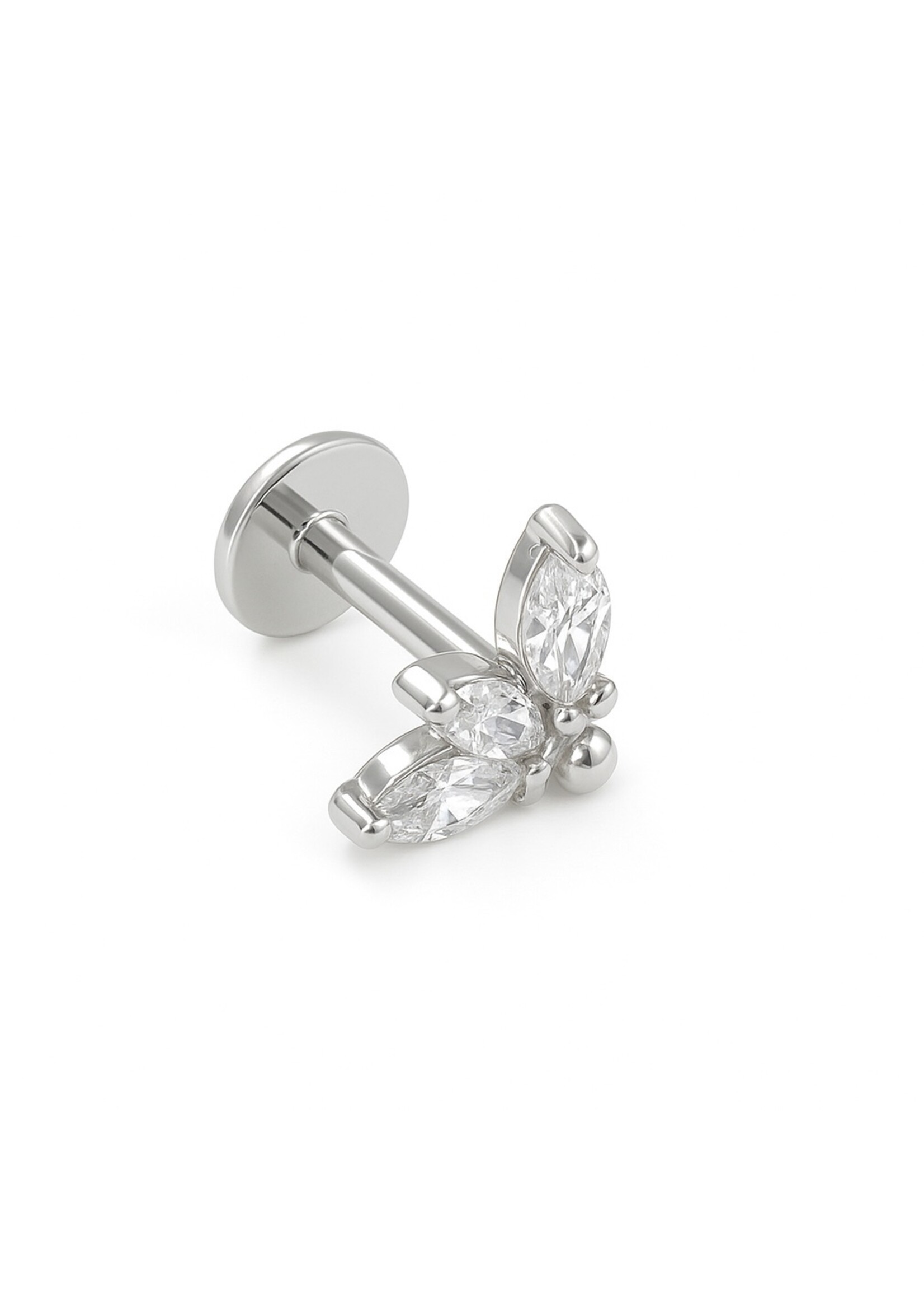 Bijou d'oreille Hélix/Tragus marquises triples Or blanc 10K