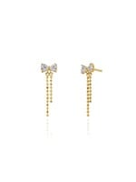 Boucles d’oreilles boucles avec chaînettes pendantes en Or 10K
