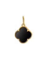Breloque style Van Cleef avec Onyx noir naturel en Or 10K