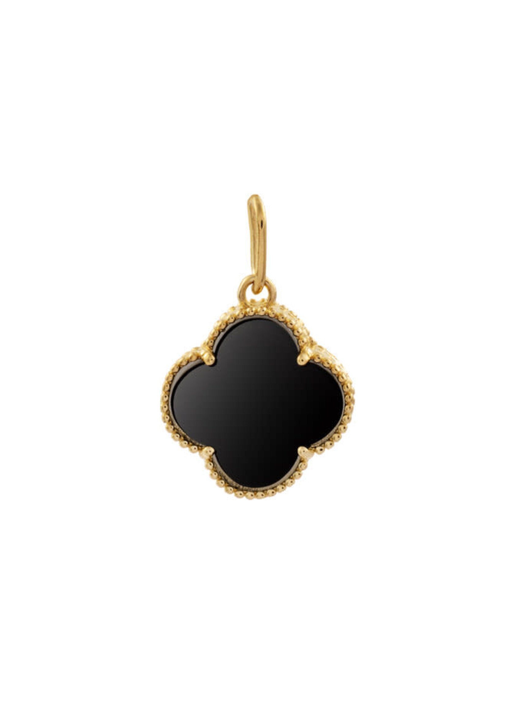 Breloque style Van Cleef avec Onyx noir naturel en Or 10K
