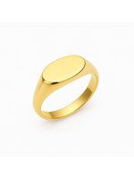 PARÉ Bague chevalière ovale délicate en Or 10k