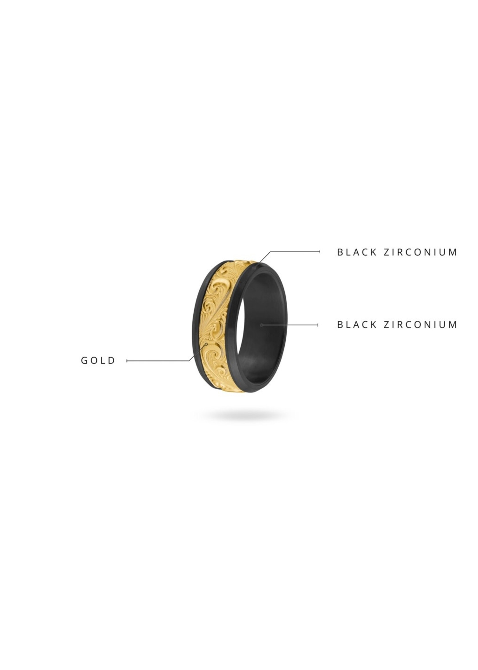 PARÉ Jonc homme en Zirconium noir et Or 10K avec gravure