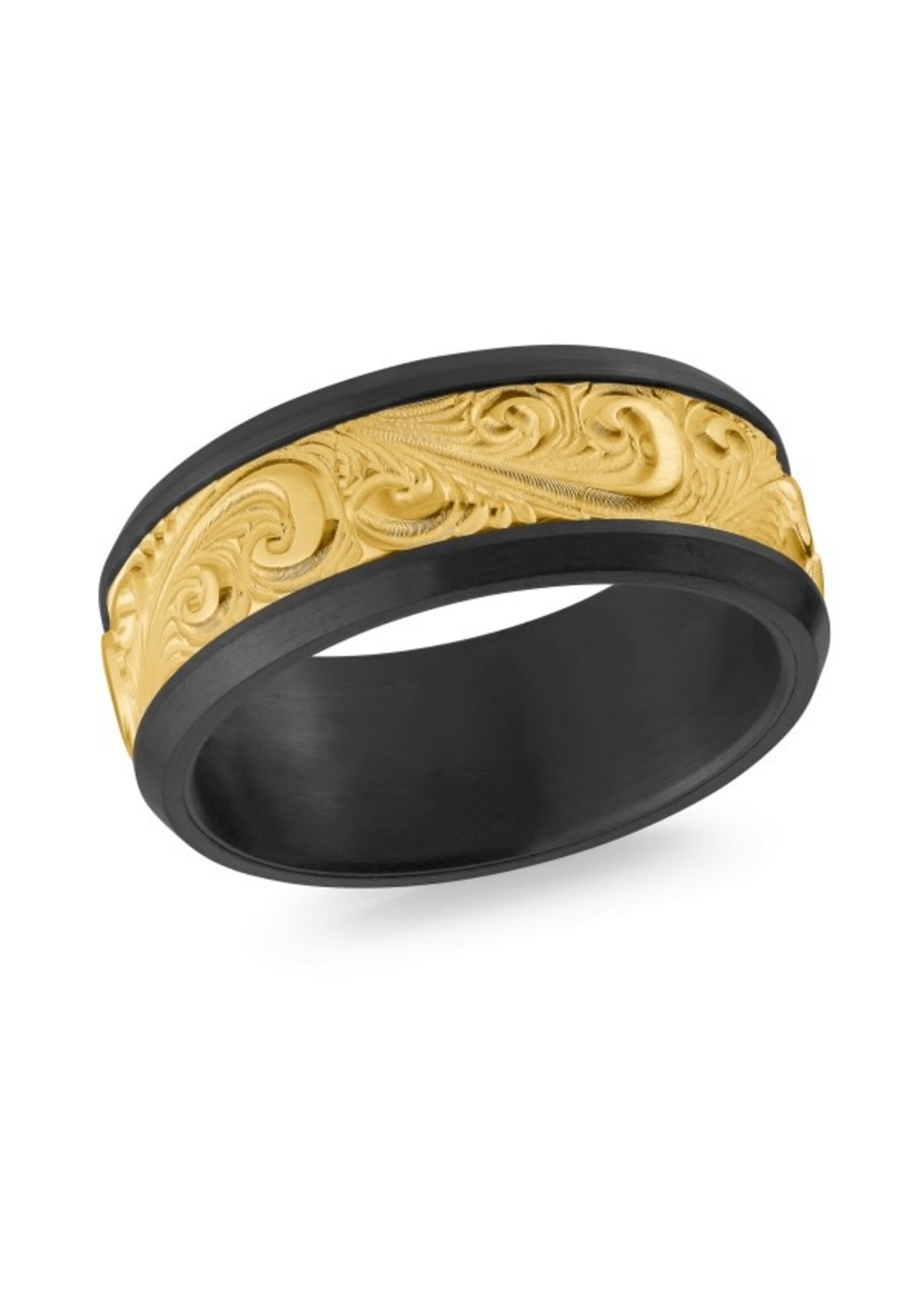 PARÉ Jonc homme en Zirconium noir et Or 10K avec gravure