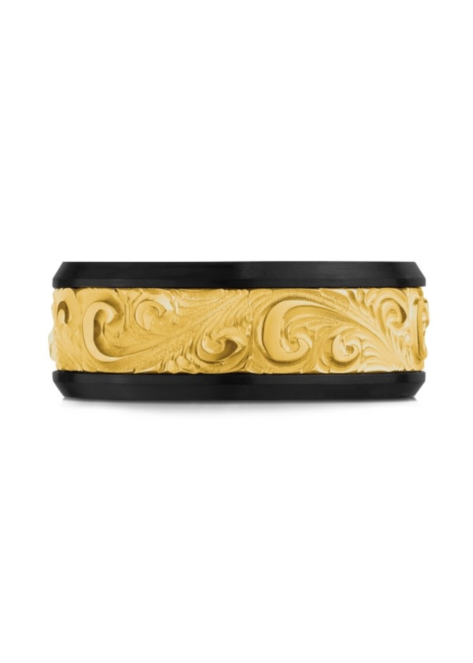 PARÉ Jonc homme en Zirconium noir et Or 10K avec gravure