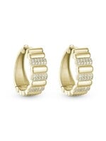 Boucles d'oreilles Huggies large texturée en Or 10K avec diamants