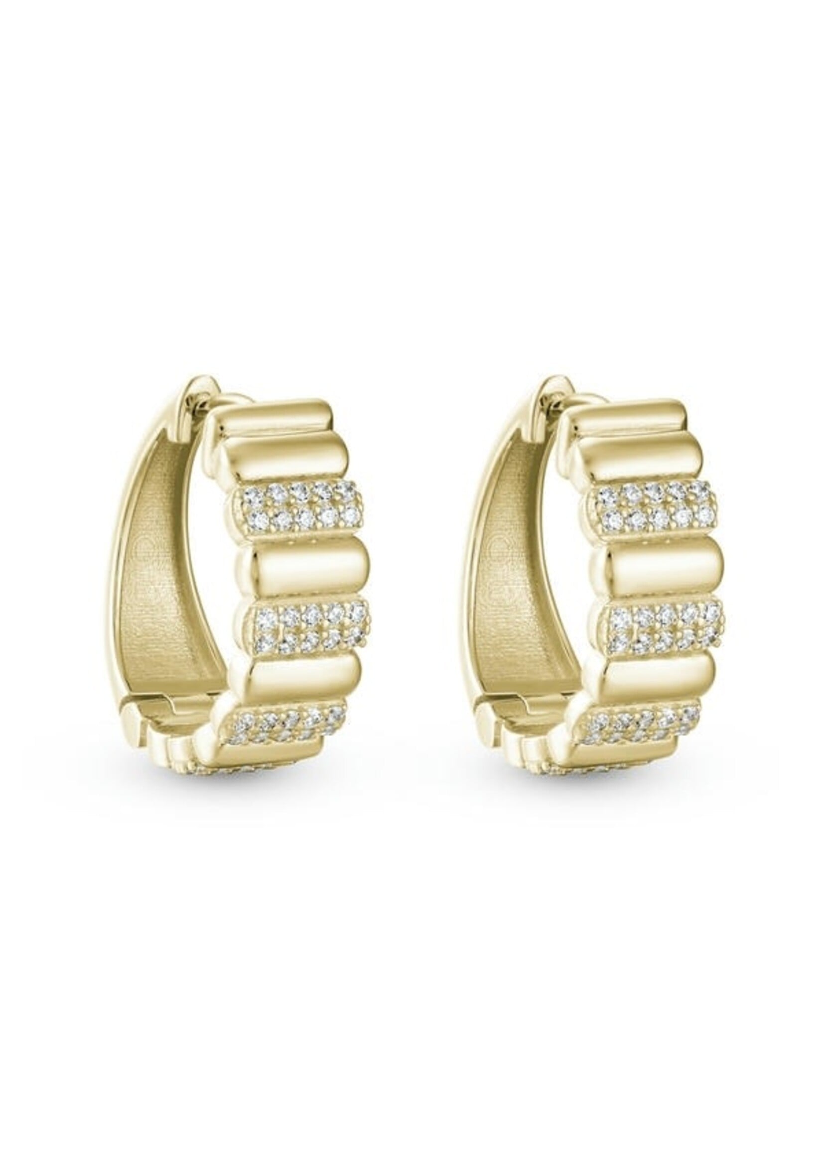 Boucles d'oreilles Huggies large texturée en Or 10K avec diamants