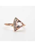 Bague triangle Or rose 10K avec morganite et diamants